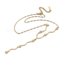 304 Stainless Steel Crystal Rhinestone Pendant Y Necklaces for Women&nbsp;NJEW-F375-01G-06