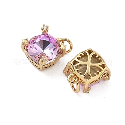 Brass Pave Cubic Zirconia Pendants&nbsp;KK-P325-14G