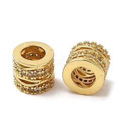 Rack Plating Brass Micro Pave Cubic Zirconia European Beads&nbsp;KK-K377-09G