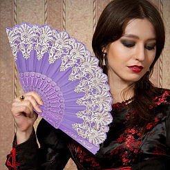 Plastic Folding Fan&nbsp;AJEW-WH20018-65A
