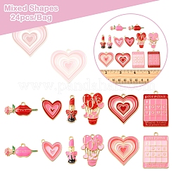 24Pcs 12 Styles Valentine's Day Rack Plating Alloy Enamel Pendants&nbsp;ENAM-FS0002-56