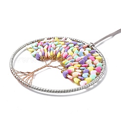 Wire Wrapped Heart Bead Acrylic Big Pendant Decorations&nbsp;HJEW-A005-04