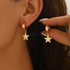 Stainless Steel Star Hoop Earrings&nbsp;TM6235
