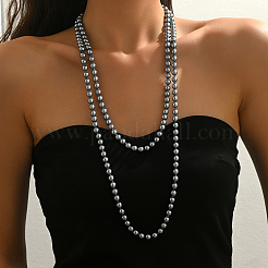 French Style 8MM Round Plastic Imitation Pearl Beaded Long Necklaces for Women&nbsp;EA7399-4