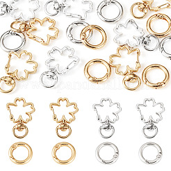 10Pcs 2 Colors Flower Alloy Swivel Snap Hook Clasps & 10Pcs 2 Colors Alloy Spring Gate Rings Findings Kits&nbsp;FIND-TADJ0001-21