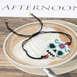 Bohemian Adjustable Skull Loom Pattern Miyuki Seed Beads Link Bracelets for Women&nbsp;JU0893