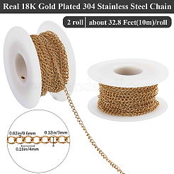2 Rolls Ion Plating(IP) 304 Stainless Steel Twisted Chains&nbsp;CHS-BBC0001-04