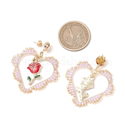 Iron Flower Dangle Stud Earrings&nbsp;EJEW-MZ00404-02