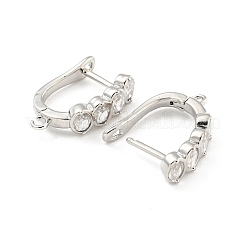 Rack Plating Brass Micro Pave Cubic Zirconia Hoop Earring Findings&nbsp;EJEW-C102-17P