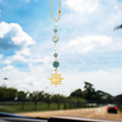 Alloy Sun Moon Star & Natural Gemstone Pendant Decorations&nbsp;HJEW-DR00025