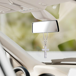 Polymer Clay Rhinestone Cross Pendant Alloy Chain Necklaces&nbsp;NJEW-CN0001-16B