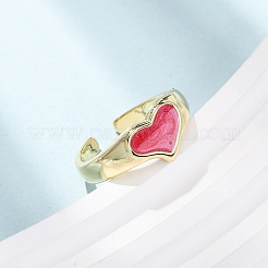 Brass Enamel Cuff Rings for Women&nbsp;RJEW-K264-04G
