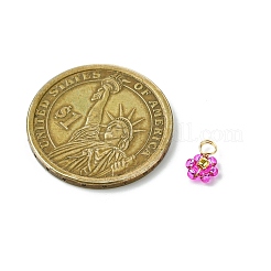 8Pcs 8 Color Flower Glass Seed Beaded Charms&nbsp;PALLOY-JF02004-01