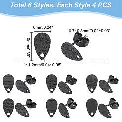 24Pcs 6 Style 304 Stainless Steel Stud Earring Findings&nbsp;STAS-UN0040-29