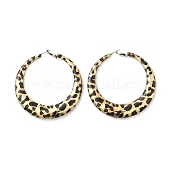 Leopard Print Alloy Hoop Earrings for Women&nbsp;EJEW-K304-03G