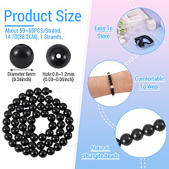 1 Strand Natural Shungite Beads Strands&nbsp;G-TA0003-34B