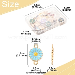 40Pcs 10 Colors Zinc Alloy Enamel Sunflower Connector Charms&nbsp;ENAM-FS0002-43