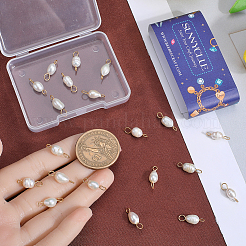 Natural Cultured Freshwater Pearl Potato Connector Charms&nbsp;PALLOY-SC00014