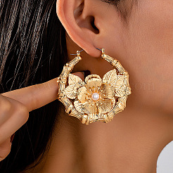 Alloy Plastic Pearl Hoop Earrings&nbsp;FS-WG2E9AB-01
