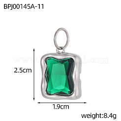 Rectangle Charms 304 Stainless Steel Cubic Zirconia Pendants&nbsp;STAS-OY004-27P