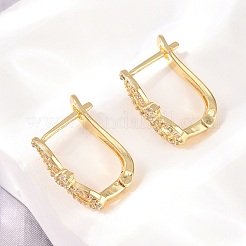Brass Micro Pave Cubic Zirconia Hoop Earrings&nbsp;KK-Z166-06G