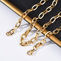 304 Stainless Steel Textured Cable Chain Necklaces&nbsp;NJEW-Q013-01G