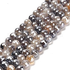 Electroplated Natural Botswana Agate Round Beads Strands&nbsp;G-L598-A03-02