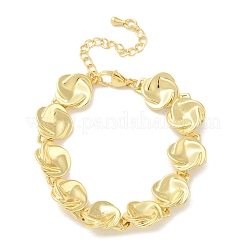 Brass Flat Round Links Bracelets for Women&nbsp;KK-B124-11G