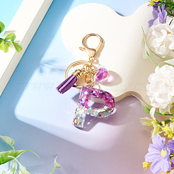 Alloy Resin Heart Keychains&nbsp;KEYC-TADJ0002-01G-P
