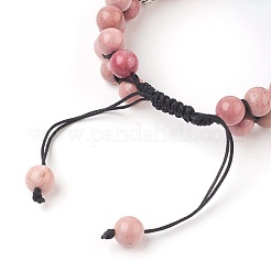 Chakra Natural Rhodonite Braided Bead Bracelets&nbsp;BJEW-O164-A02