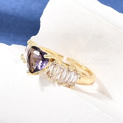Brass Pave Cubic Zirconia Cuff Open Rings&nbsp;CU-CBA5C10-19G