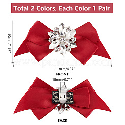 2 Pairs 2 Colors Bowknot Polyester Shoe Decorations&nbsp;AJEW-PH0011-51