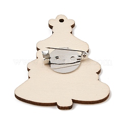Christmas Theme Wood Printed Brooches for Women&nbsp;JEWB-Z029-01A