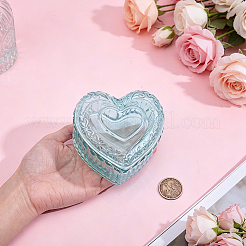 Embossed Heart Transparent Glass Jewelry Storage Boxes with Lid&nbsp;AJEW-HY0003-62A