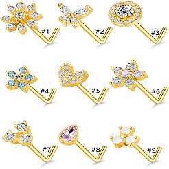 316L Surgical Stainless Steel Clear Cubic Zirconia L-Shaped Nose Rings&nbsp;WG135CD-20