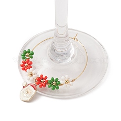 Christmas Theme Alloy Enamel Wine Glass Charms&nbsp;AJEW-JO00190