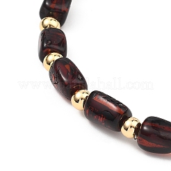 Natural Amber Cuboid Beads Stretch Bracelets for Women Men&nbsp;BJEW-JB13639-02