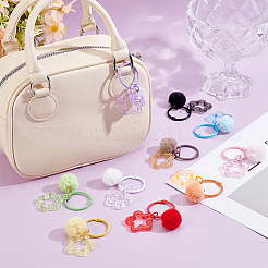 10Pcs 10 Colors Star with Round Alloy & Villus Keychains&nbsp;KEYC-BBC0001-20A