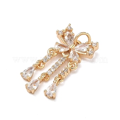 Brass Micro Pave Clear Cubic Zirconia Pendants&nbsp;KK-C168-16G