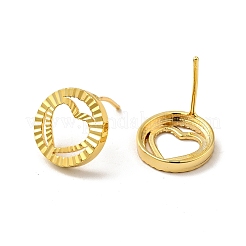 Rack Plating Brass Hollow Out Heart Stud Earrings for Women&nbsp;EJEW-F288-19G