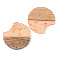 Transparent Resin & Walnut Wood Pendants&nbsp;RESI-S389-038A-B04