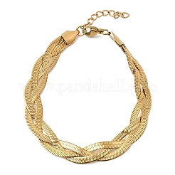 304 Stainless Steel Interlocking Herringbone Chain Bracelet for Women&nbsp;BJEW-K240-08C-G