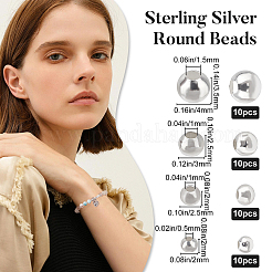 40Pcs 4 Style 925 Sterling Silver Beads&nbsp;STER-BBC0001-10