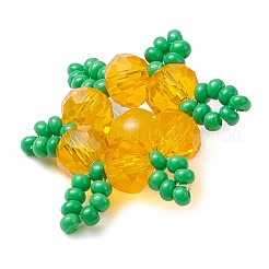 Woven Natural Dyed Malaysia Jade & Glass Seed Beads Snowflake Multi-Strand Links&nbsp;PALLOY-MZ00319-02