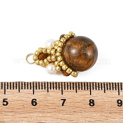 Natural Tiger Eye Round Pendants&nbsp;PALLOY-MZ01402
