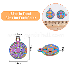18Pcs 3 Colors 304 Stainless Steel Pendants&nbsp;STAS-DC0013-14