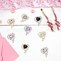 16Pcs 8 Colors Glass Melting Heart Pendant&nbsp;PALLOY-DR0001-02