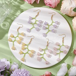 3 Pairs 3 Colors Shell Pearl Beads & Imitation Jelly Acrylic Flower Dangle Earrings&nbsp;EJEW-TA00579