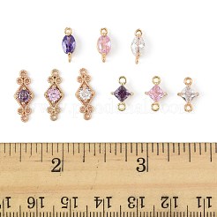 18Pcs 9 Styles Brass Pave Transparent Glass Links/Connectors&nbsp;GLAA-FS0002-35