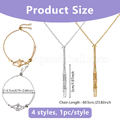 4Pcs 4 Styles 304 Stainless Steel Braided Macrame Pouch Empty Stone Holder Bracelet Making & Necklaces Making Set for Women&nbsp;SJEW-DC00002